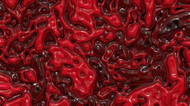 Wave organic red plastic 3d render abstract background satisfying infinite loop