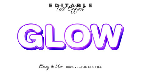 Glow text effect, glossy gradient graphic style, editable text