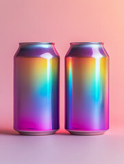 Fototapeta premium Two colorful soda cans with a gradient effect.