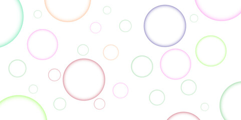 Blue, green, red, and pink realistic bubble background. 3d abstract foam sphere banner bg. Cleaning or laundry illustration with floating shampoo orb panorama design