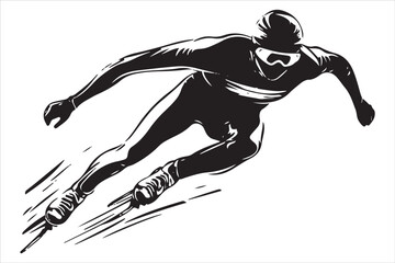 Fototapeta premium Speed Skating Action, Illustrated Skater Set