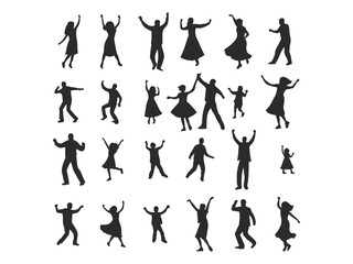 set of silhouettes of people are dancing vector illustration