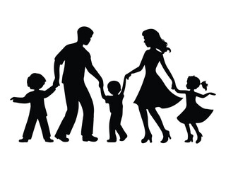 silhouette of happy family together enjoying vector illustration