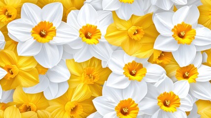 Obraz premium Vibrant Yellow and White Spring Flowers Blooming in Natural Garden Landscape