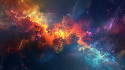 Obraz premium Explosive Nebula in Space with Colorful Clouds
