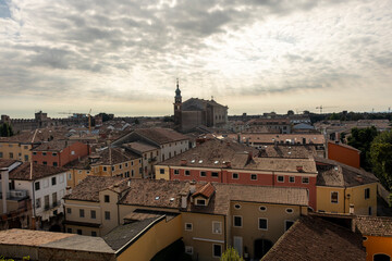 Naklejka premium ancient medieval walled city Cittadella Padua Italy, panorama of the city from the walls