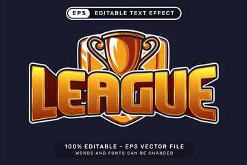 league text effect and editable text effect with trophy and shield illustration