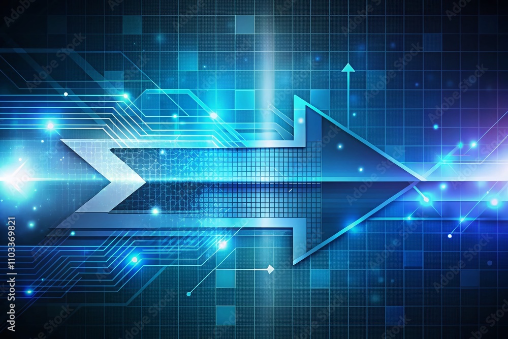 Poster arrow-shaped technology loading background design showcasing innovative concepts for digital progres
