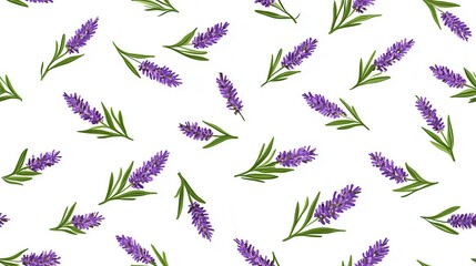 Vibrant Lavender Floral Pattern with Delicate Blossoms in a Meadow Landscape