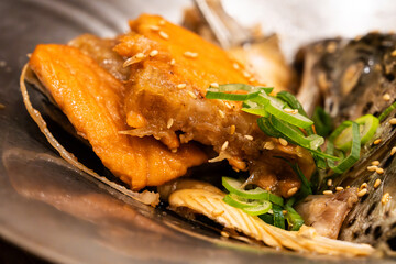 salmon steak with sauce