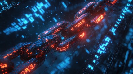 digital chain symbolizing blockchain technology.