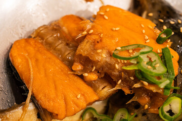 salmon steak with sauce