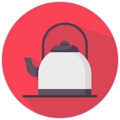 kettle round flat vector icon