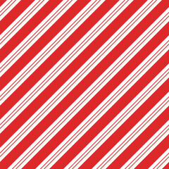 Candy cane background. Diagonal stripes seamless pattern. Peppermint wrapping texture. Red candy cane stripes. Vector illustration