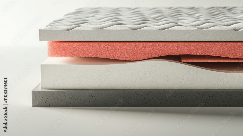 Poster cross-section view of a mattress showing layers of sintepon and foam