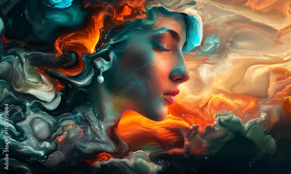 Poster abstract expression of emotions through color and form, capturing the essence of joy, sorrow, and ev