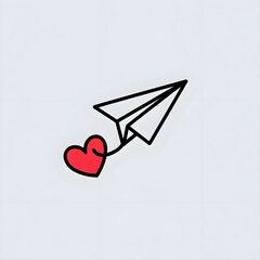 paper airplane with red heart