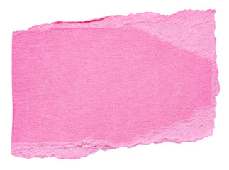 Isolated cut out torn piece of blank pink paper note cardboard with texture and copy space for...