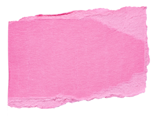 Isolated cut out torn piece of blank pink paper note cardboard with texture and copy space for text, transparent png background design element