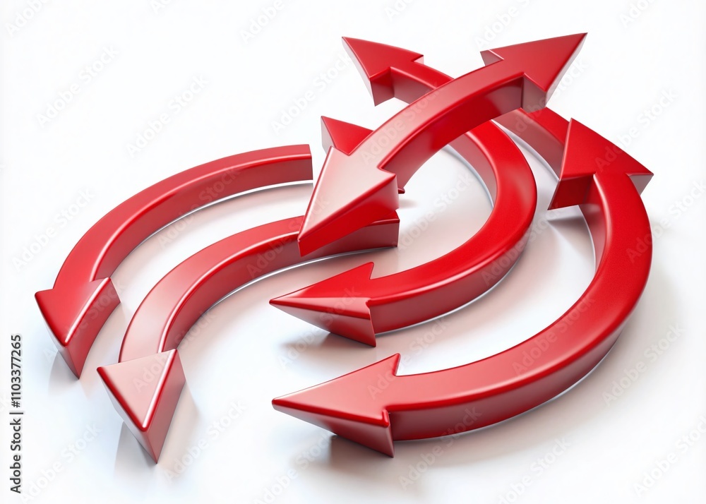 Aufkleber a stunning collection of red curved arrows displayed on a clean white background for creative design
