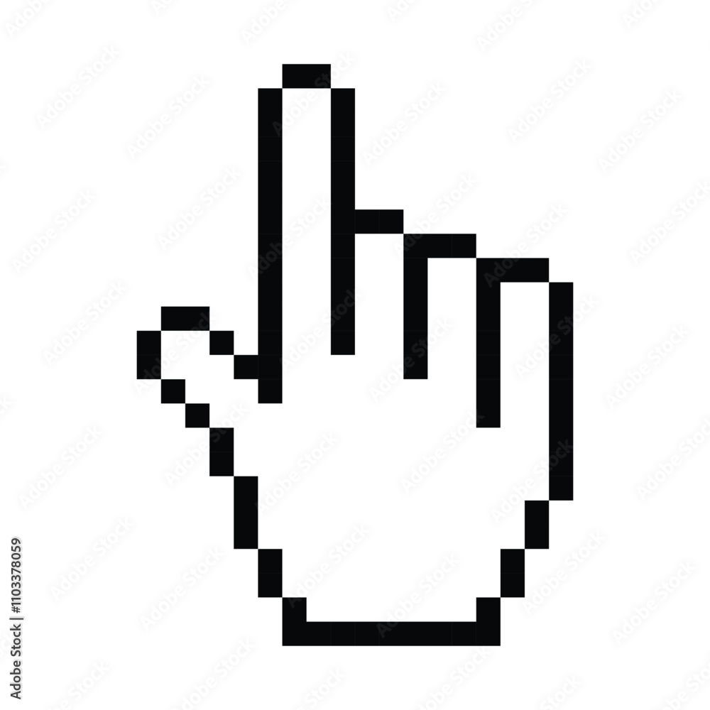 Poster pixel hand cursor icon. hand clicking icon. finger cursor icon. cursor icon. vector hand pointer