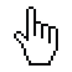 Pixel hand cursor icon. Hand clicking icon. Finger cursor icon. Cursor icon. Vector hand pointer