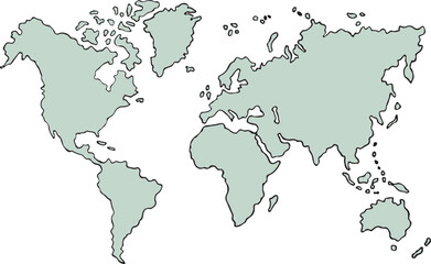 A white background with a gray outline of the world