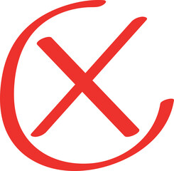 Red Hand Drawn Wrong Mark Symbol