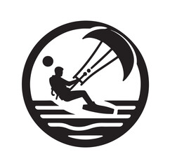 kitesurfing silhouette illustration vector