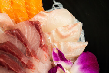sashimis of rockfish and yellowtail
