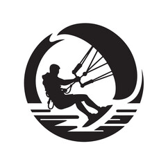 kitesurfing silhouette illustration vector