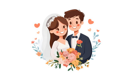 Wedding photos with a clean background for free space for text. For use with advertising banners for weddings or Valentine's Day.