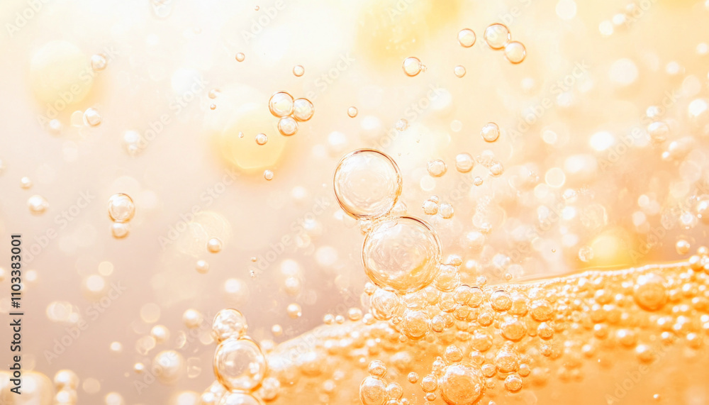Aufkleber golden bubbles rising creating a sparkling abstract background