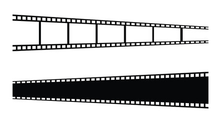 film strip icon used for videography elements, cinema reel. Filmstrip with frames, photo and videos for camera. Old white and black film tapes of 35mm. Realistic film strip on white background.