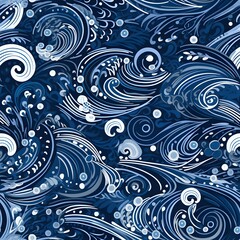 Fototapeta premium Dynamic ocean waves pattern abstract design digital art blue tones high contrast nature inspiration for home decor