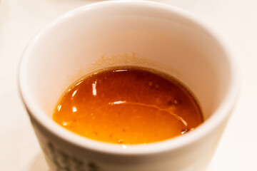steamed egg custard with sauce in the bowl