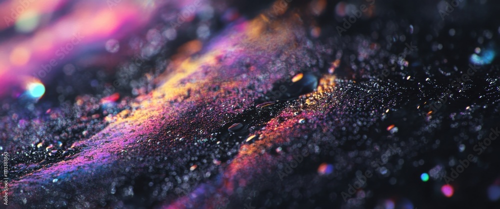 Poster abstract colorful background with sparkling water droplets on dark surface creating a mesmerizing ar