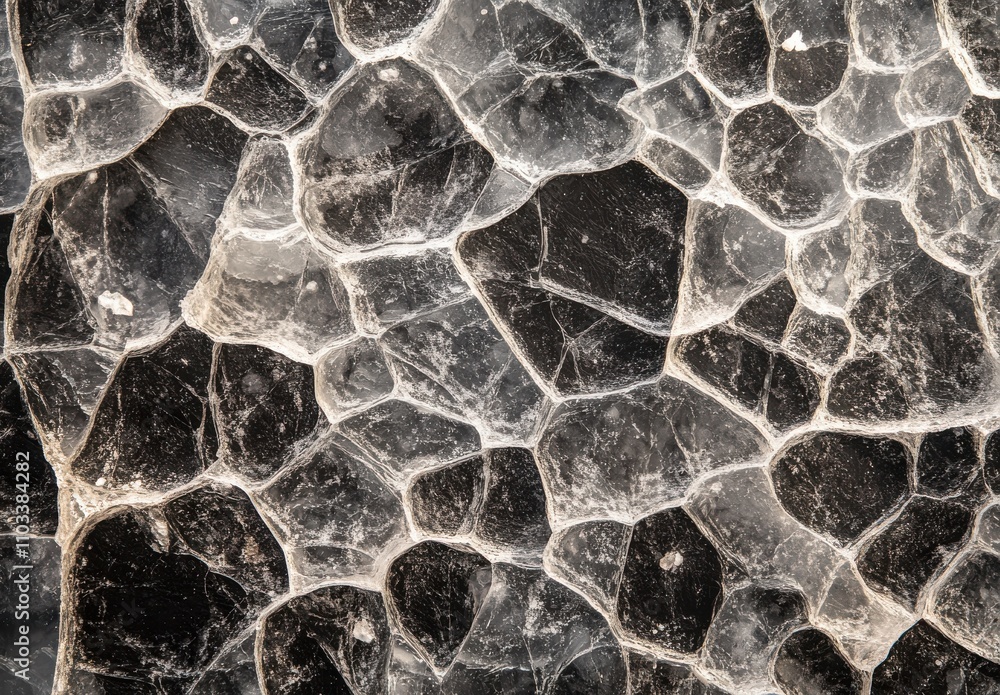 Poster abstract textured background featuring irregular crystalline patterns and contrasting black and clea