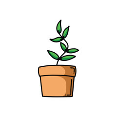 small green plant in brown pot vector