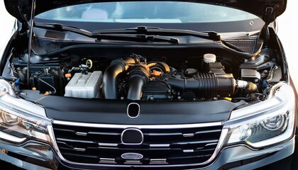 Fototapeta premium Detail of a generic car engine, with the bonnet open.