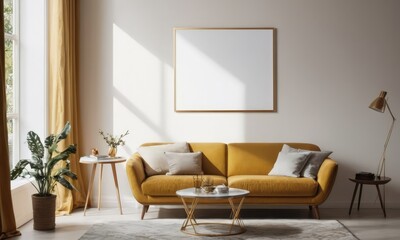 Mockup room for poster or painting in simple modern interior, Photo Frame Mockup, Black and red colors