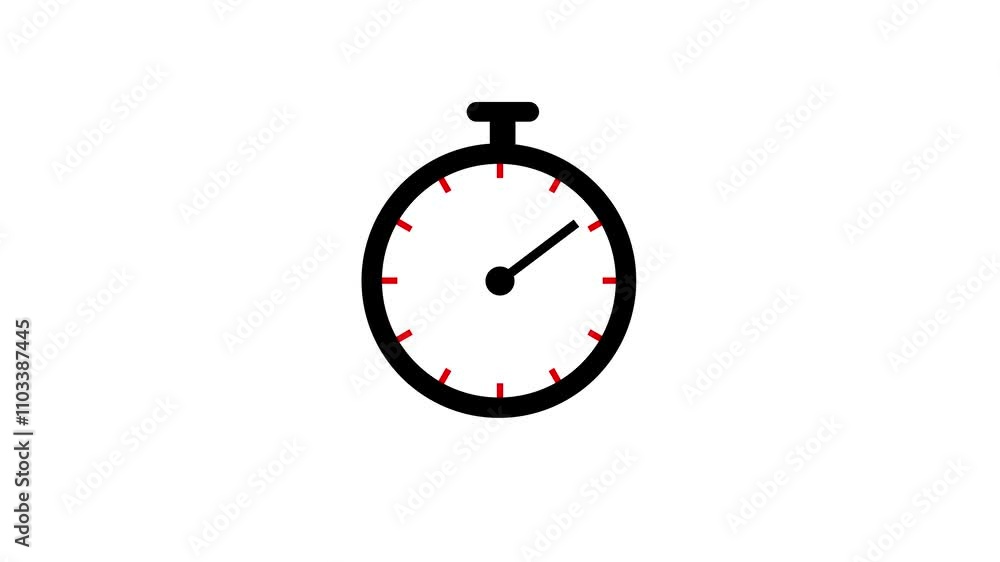 Poster stop watch or clock icon on white background. clock timer with moving arrows and loop time lapse ani