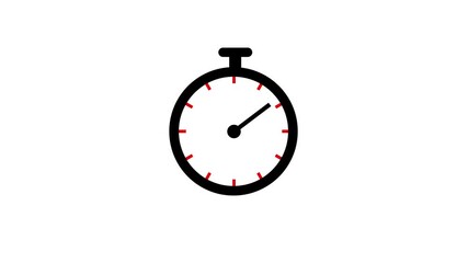 Stop watch or clock icon on white background. Clock timer with moving arrows and loop time lapse animation.