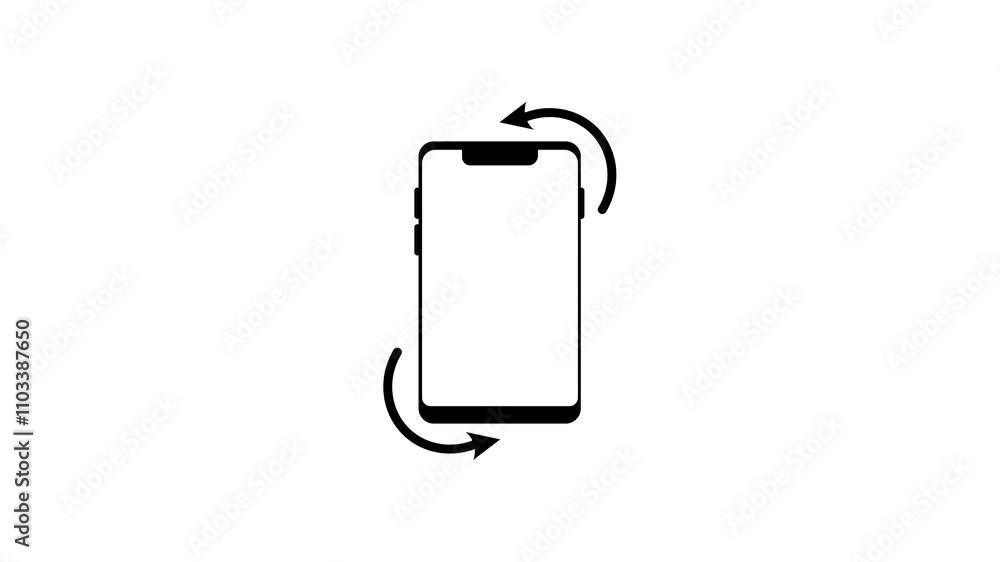 Poster phone rotation animation with arrow and isolated smartphone icon. rotate your phone to landscape ori