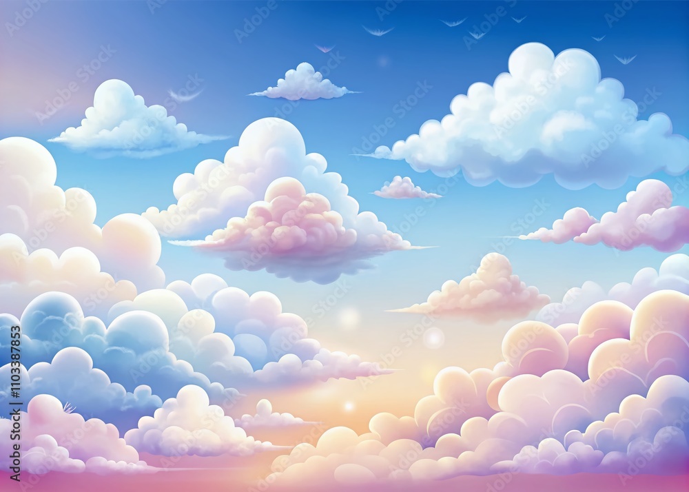 Poster beautiful collection of clouds sketches for creative projects and designs with ample copy space on t