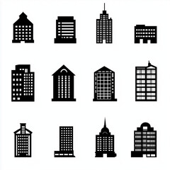 set of buildings silhouettes