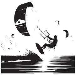 kitesurfing silhouette illustration vector