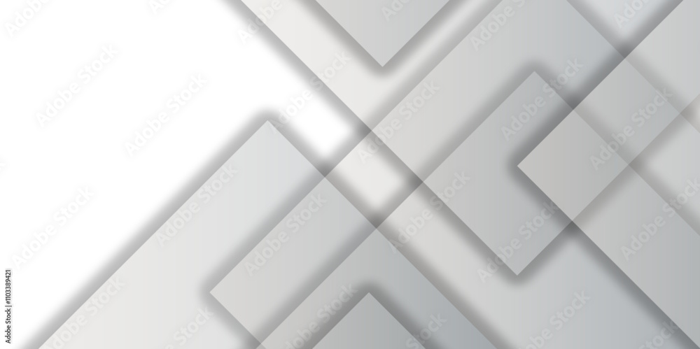 Poster abstract white background design with layers of textured white transparent material in triangle and 