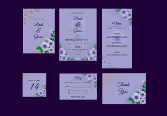 Fully Editable Wedding Stationery with Flowers illustrations. 