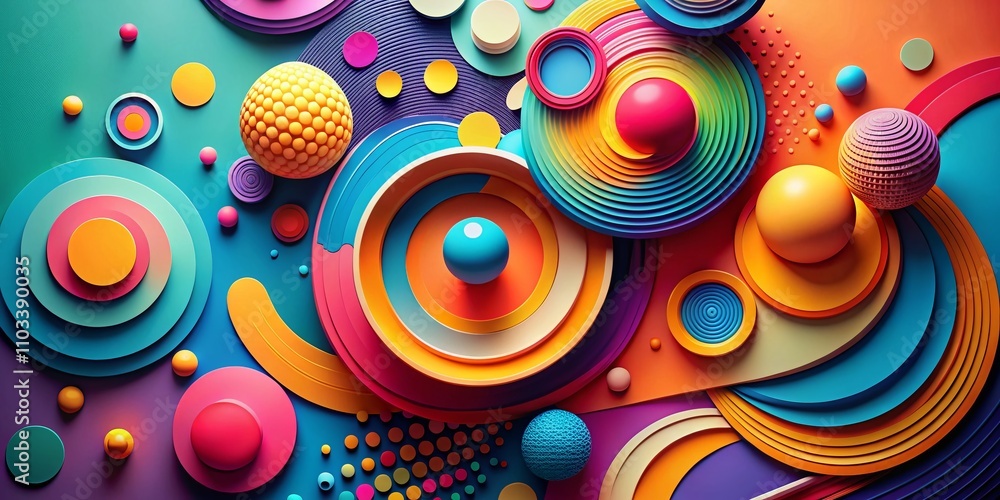 Aufkleber beautiful modern 3d paint layers background for art design with creative geometric elements and mini